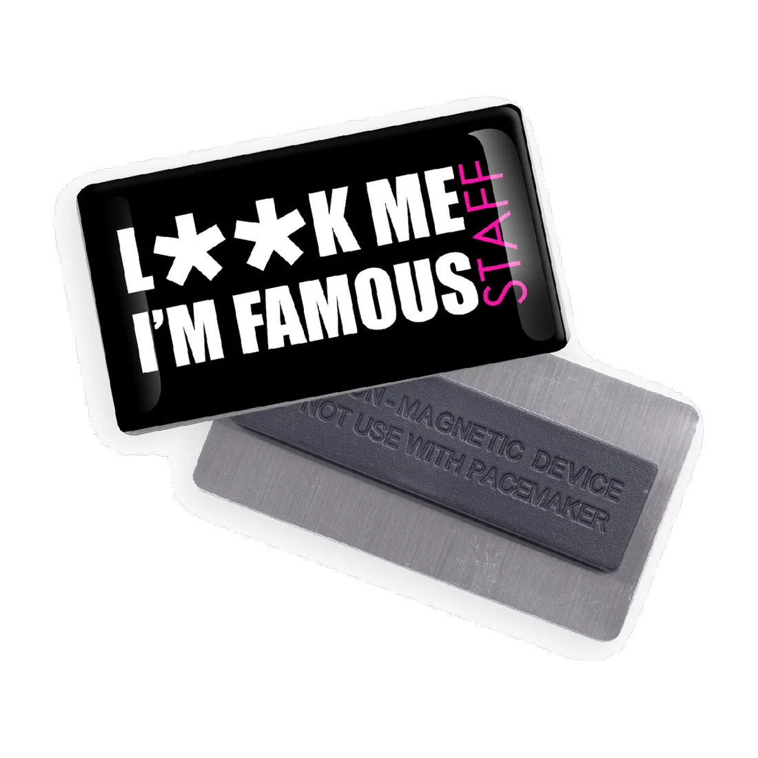 Custom rectangular magnetic badge