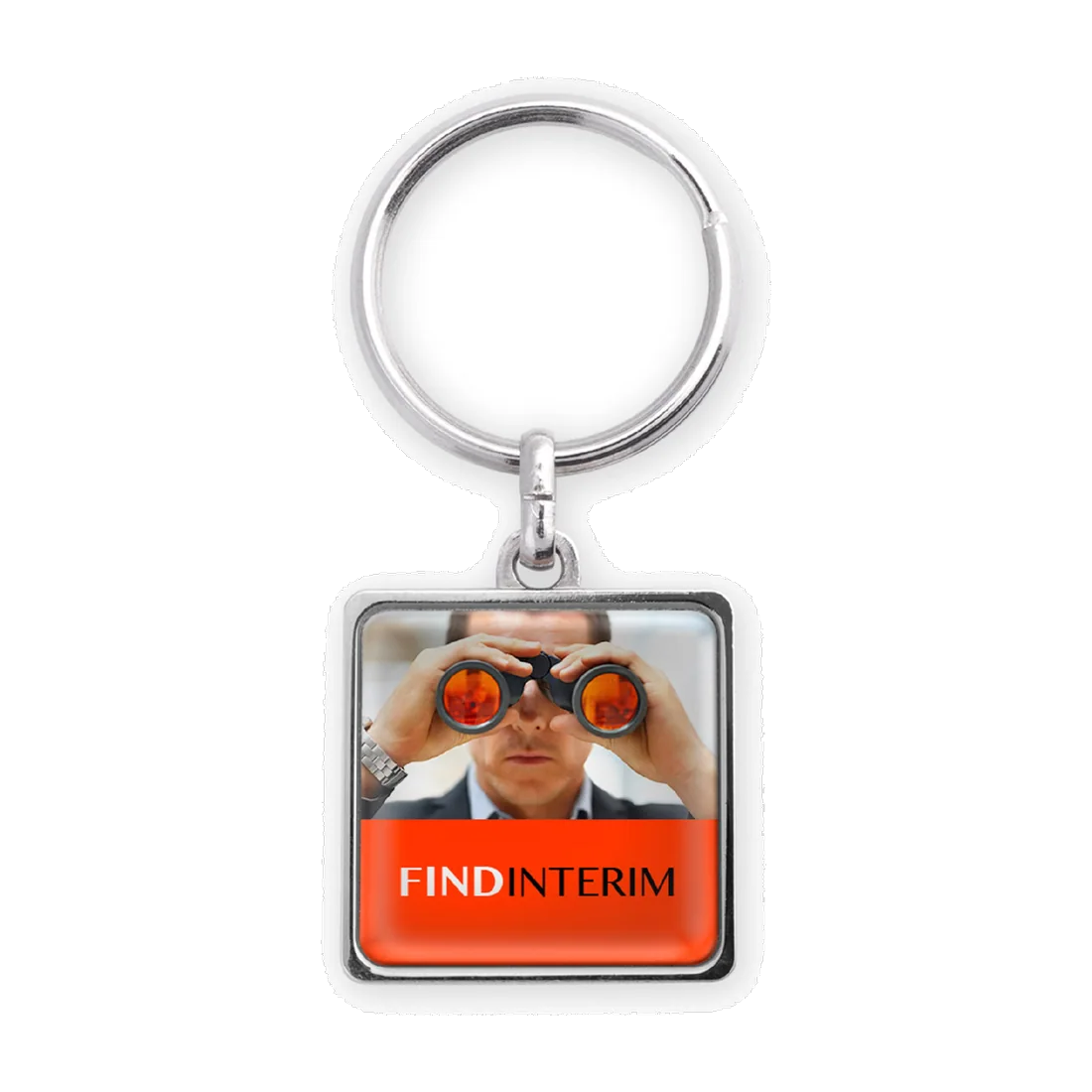 Custom square metal keyring