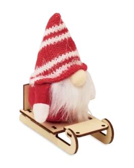Lutin sur un traîneau en bois, customisable – Frosty Sleigh