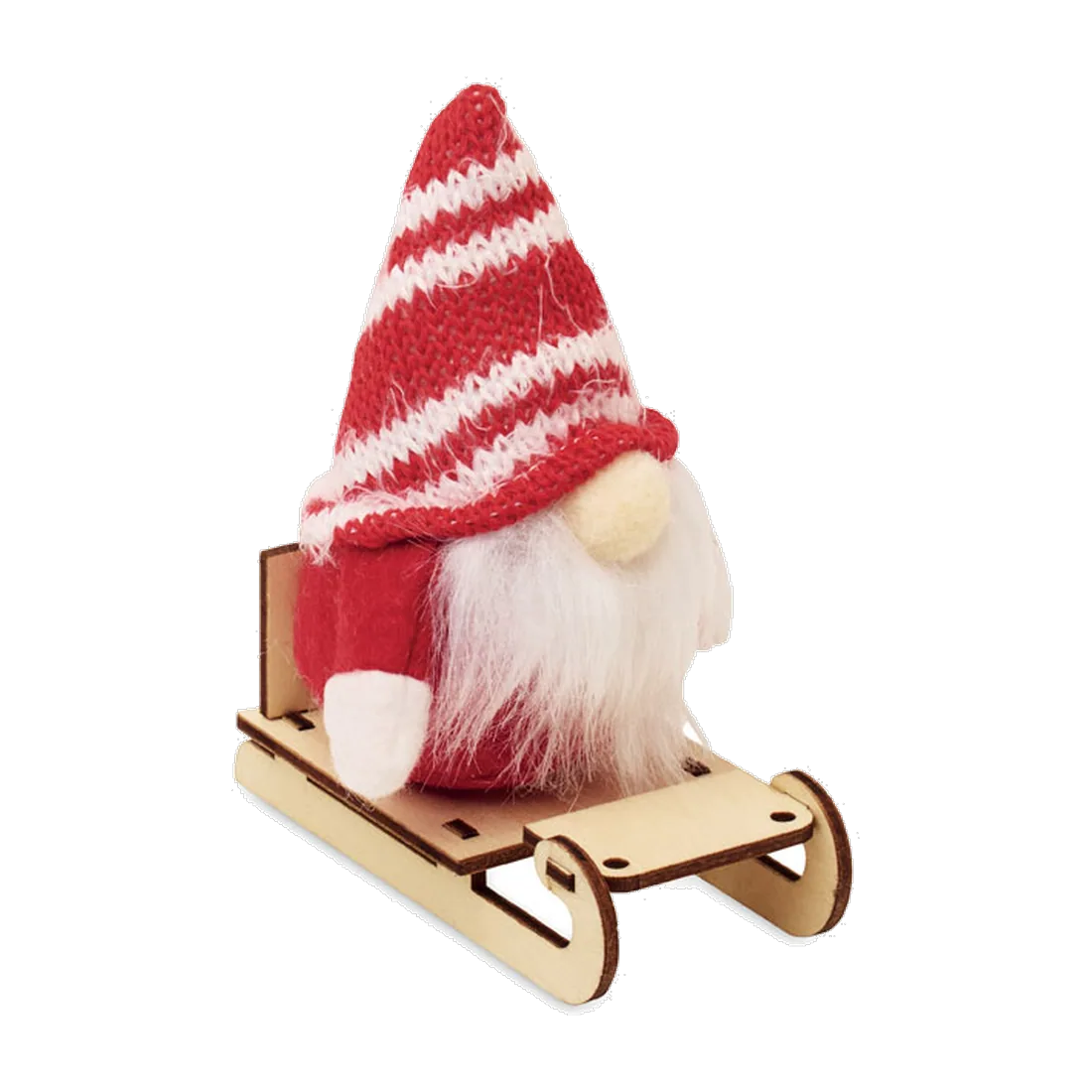 Lutin sur un traîneau en bois, customisable – Frosty Sleigh