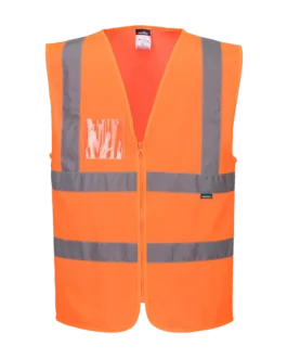 Gilet haute visibilité zippé bandes ceinture et bretelles personnalisable Portwest