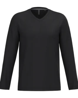 Men's long-sleeved V-neck T-shirt, customisable – Kariban