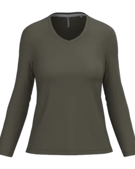Ladies' long-sleeved V-neck T-shirt, customisable – Kariban