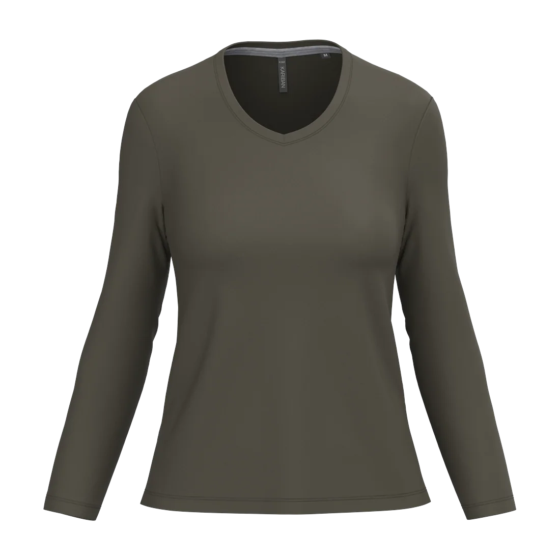 Ladies' long-sleeved V-neck T-shirt, customisable – Kariban